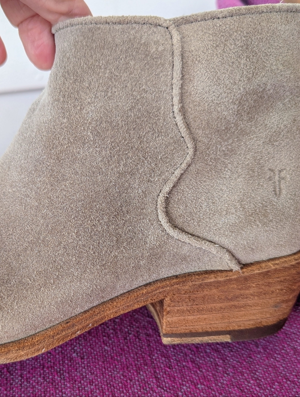 FRYE AND CO. Suede Ankle Booties in Light Taupe - Picture 3 of 7